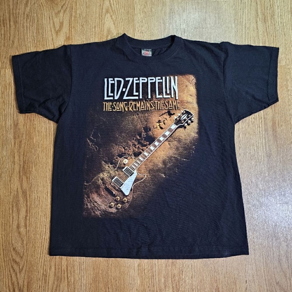 Vintage Led Zeppelin Black T Shirt The Song Remains The Same Large L 100% Cotton